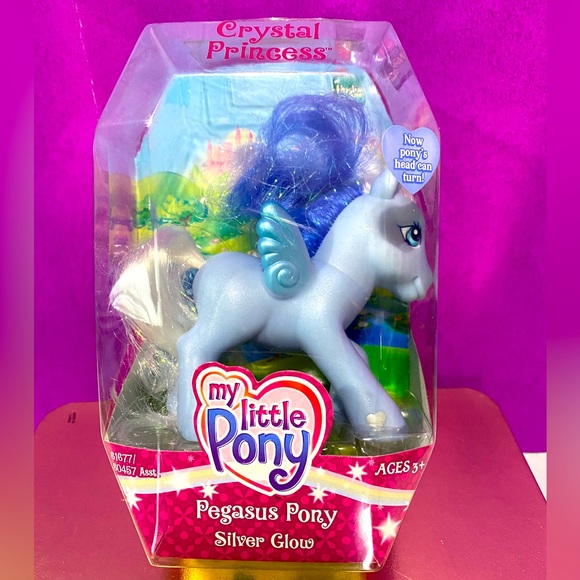 My Little Pony Other - MY LITTLE PONY G3 NWT VTG 2005 CRYSTAL PRINCESS PEGASUS WINGED PONY SILVER GLOW
